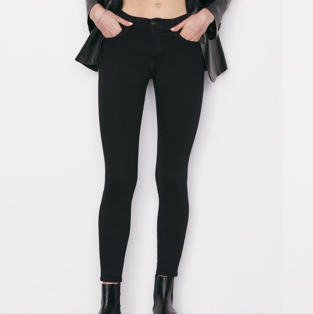 Frame Le High Skinny Jeans Black Size 26